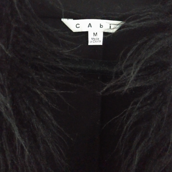 cabi black faux fur sweater vest - Picture 3 of 4